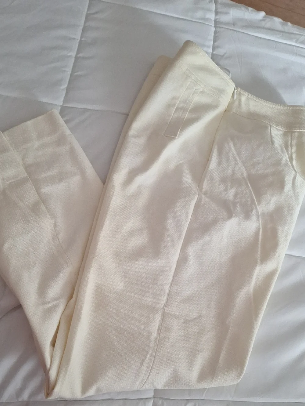 Talbots Cream/White Lined Sidezip Stretch Slacks - Picture 1 of 14